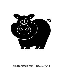 cartoon pig vector illustration on white background