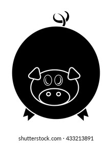 Cartoon pig vector symbol icon design. Cute animal illustration isolated on white background