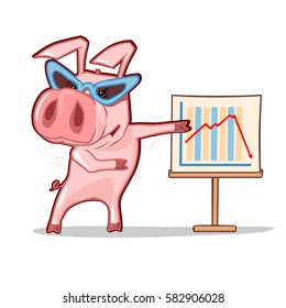 cartoon pig wearing glasses showing on the chart