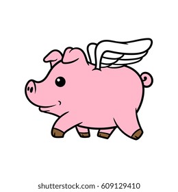 Cartoon Pig With Wings Vector Illustration