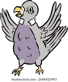 Cartoon pigeon bird vector illustration that is trying to speak