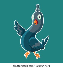 cartoon pigeon character. Cute greeting pigeon isolated vector illustration