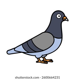 Cartoon pigeon cute color bird icon vector illustration.