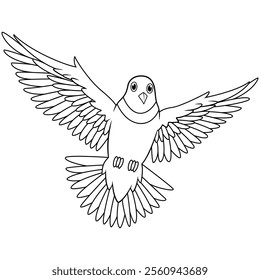 Cartoon pigeon flying line art