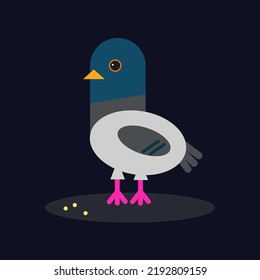 cartoon pigeon in modern geometric flat design style. Isolated vector icon illustration.
