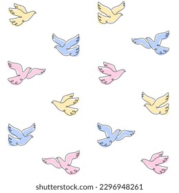 Cartoon pigeon - simple trendy pattern with bird. Contour vector illustration for prints, clothing, packaging and postcards.