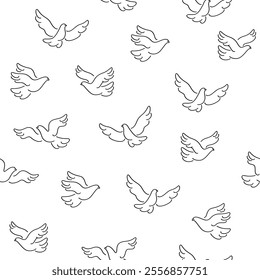 Cartoon pigeon - simple trendy pattern with bird. Contour vector illustration for prints, clothing, packaging and postcards.