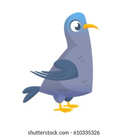 Cartoon pigeon vector character. Colorful flat illustration of dove image. Isolated on white