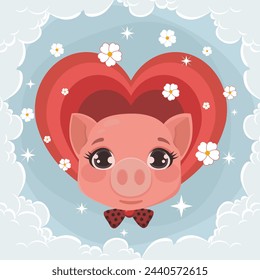 Cartoon piggy bank background, symbol of financial growth and prosperity. Smart money management and building strategies, bank deposit and savings. 