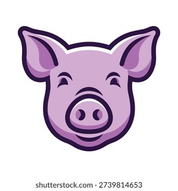 A cartoon pig's face with a cheerful expression