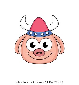 cartoon pigs using viking hats