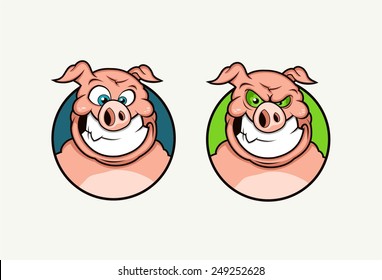 Cartoon pigs. Vector illustration.