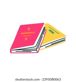Cartoon Pile Different Color Books Concept Flat Design Style Isolated on a White Background. Vector illustration