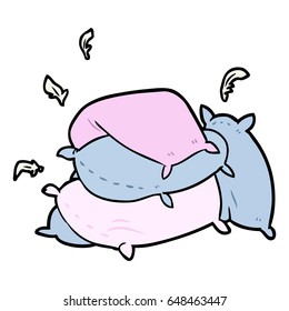 pila de almohadas de dibujos animados