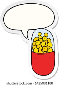 cartoon pill with speech bubble sticker