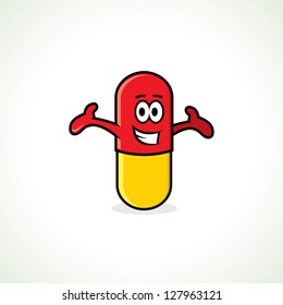 Cartoon pill - vector illustration
