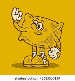 Cartoon pillow Character with Gloves and a Friendly Gesture illustration design