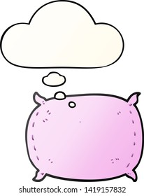 almohada de dibujos animados con burbuja de pensamiento en un estilo de gradiente suave