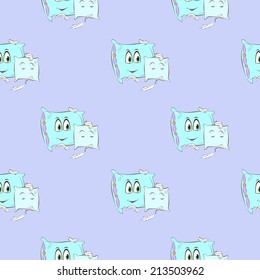 Cartoon pillows background vector illustration pattern