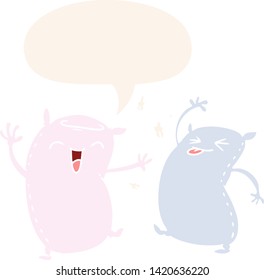 cartoon pillows with speech bubble in retro style