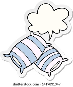 cartoon pillows with speech bubble sticker