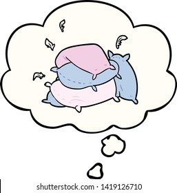 cartoon pillows with thought bubble