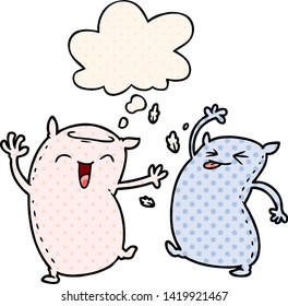cartoon pillows with thought bubble in comic book style