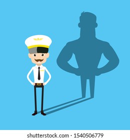 Cartoon Pilot Flight Attendant - Standing in Positive Attitude