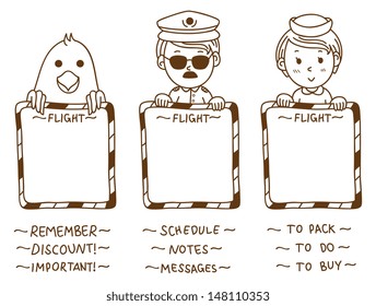 cartoon pilot holding message board