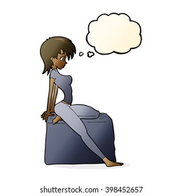 cartoon pin up pose girl with thought bubble