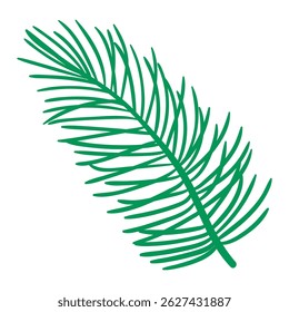 Cartoon Pine Branch decoration for Christmas frames and wreaths. Fir symbols. Holidays green flat twigs