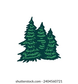 Cartoon of Pine Evergreen Fir Hemlock Spruce Conifer Cedar Coniferous Cypress Larch Trees Forest Illustration design