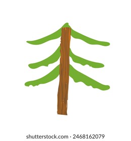 Ilustración del árbol de pino de dibujos animados sobre fondo blanco
