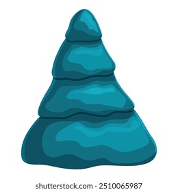 Pinheiro de desenho animado em pé, com uma forma arredondada, ideal para projetos naturais ou de inverno