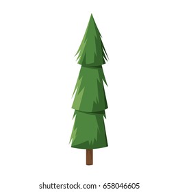cartoon pine tree trunk nature icon