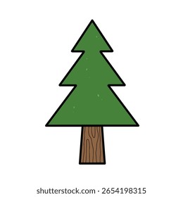 Cartoon Pine Tree Vector. Simple Evergreen Tree Illustration