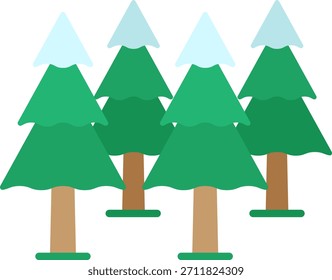 Árboles de pino de dibujos animados con nieve para el invierno Festiva