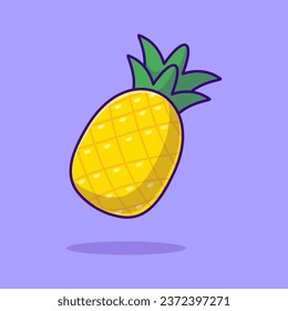 Cartoon pineapple fruit vector hand drawn illustration isolated