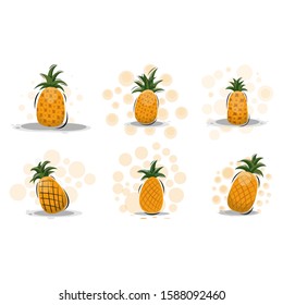 cartoon pineapple fruits design vector collection