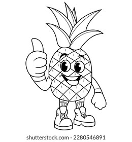 Cartoon pineapple giving thumbs up