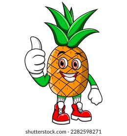 Cartoon pineapple giving thumbs up