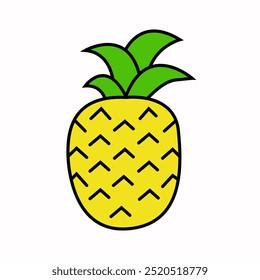 Ícone de ananás de desenho animado. Frutas tropicais. Ilustração vetorial de Ananas isolada sobre fundo branco.