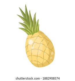 Cartoon pineapple isolated on white background. Vector illustration