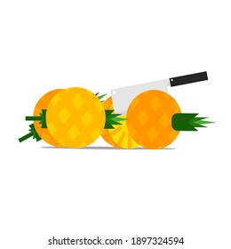 The cartoon of pineapple on white background.