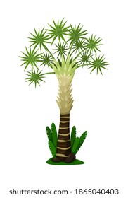 Cartoon pineapple palm tree isolated on white background