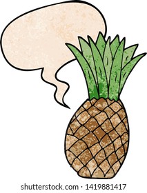 Ananas mit Sprachblase im Retro-Stil