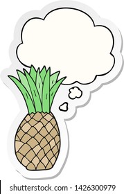 cartoon pineapple with thought bubble as a printed sticker