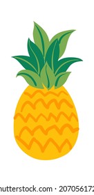 Cartoon pineapple for use in game design. Vector pineapple fruit, healthy food cartoon illustration, fresh tropical