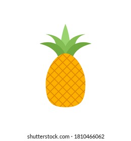 Cartoon pineapple vector cute silhouette exotic simple icon. Pineapple illustration flat fruit logo