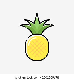 Cartoon pineapple vector cute silhouette exotic simple icon. Pineapple illustration flat fruit logo
